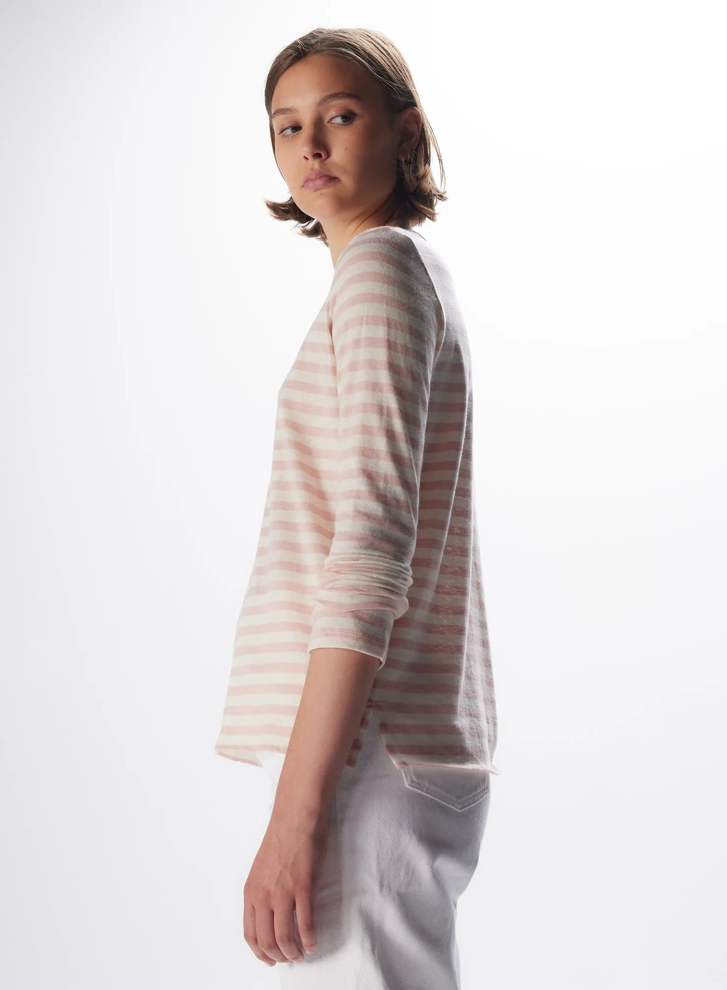 T-shirt Ballerine Col Rond Manches Longues en Coton / Cachemire