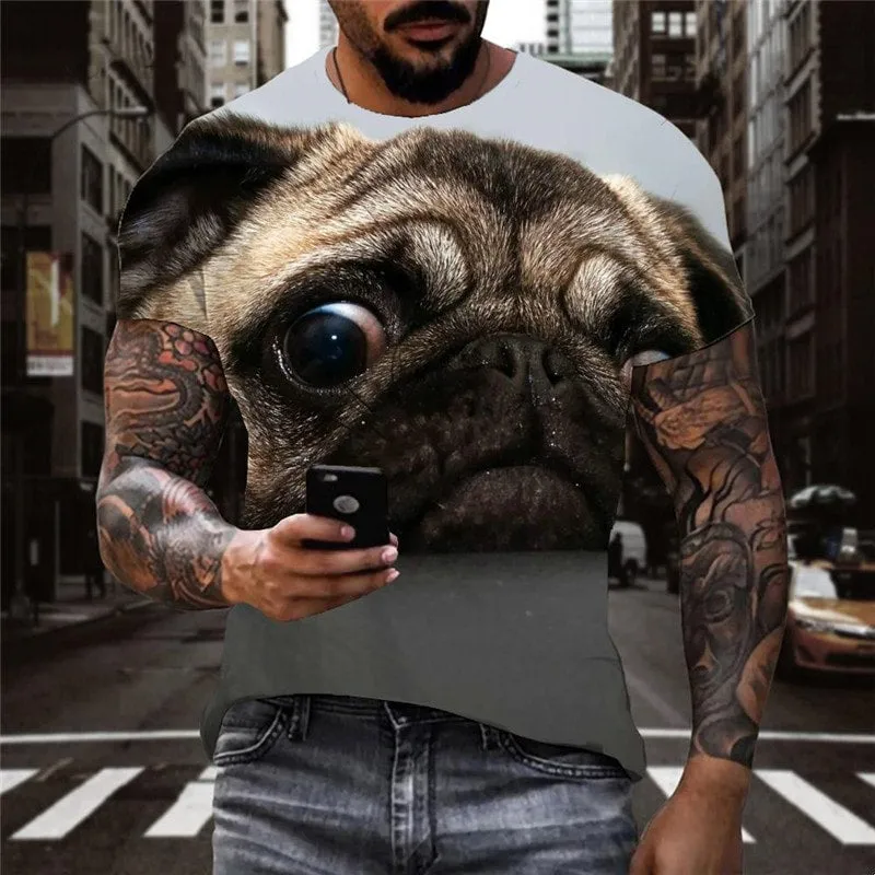 tshirts Pug dog Puppy Cute animal Casual male big Smart dogs art costume Cool