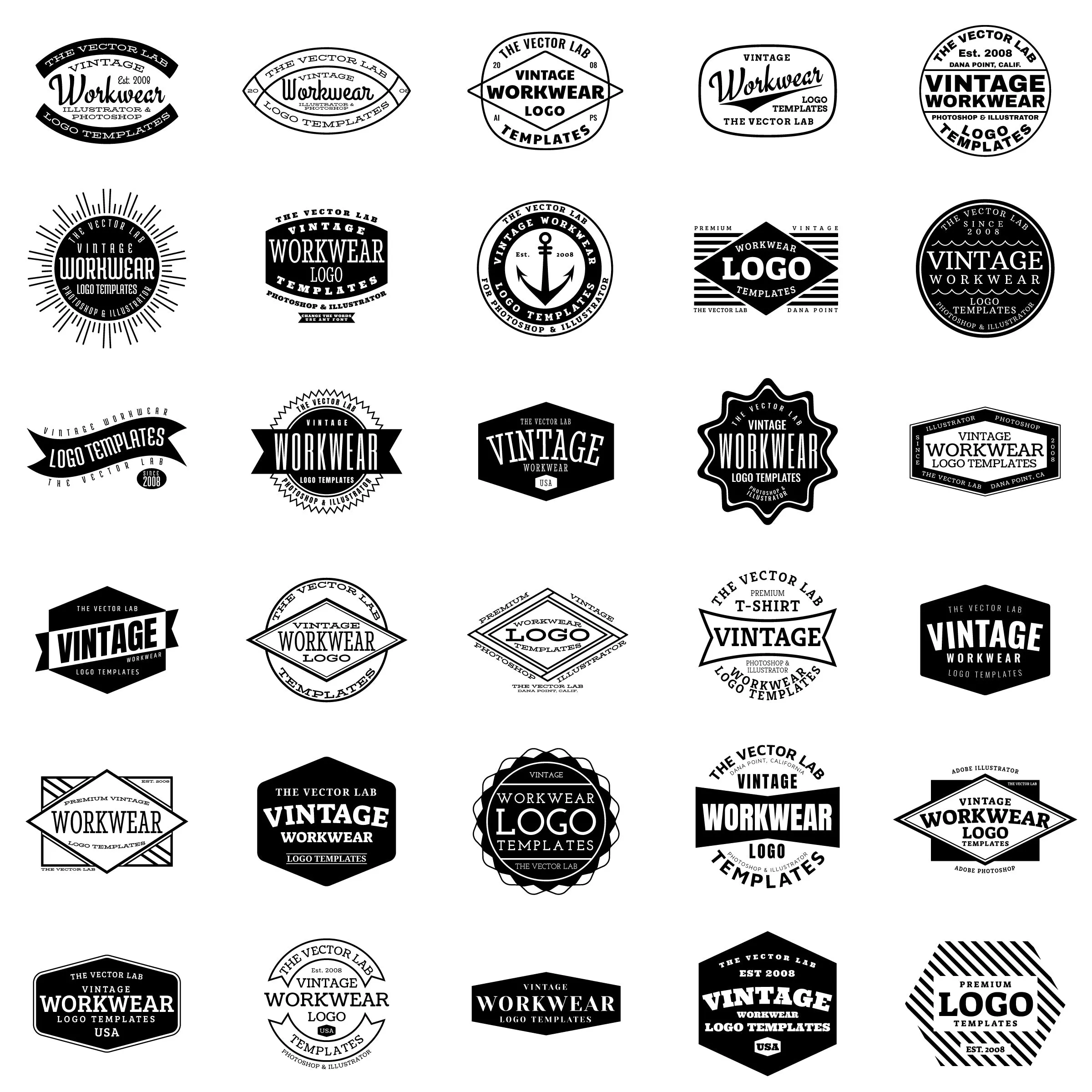 Vintage Workwear Logo Templates
